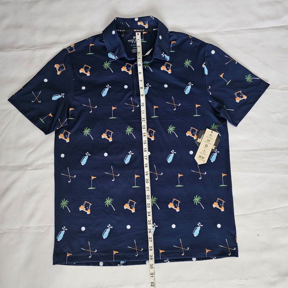 Rorie Whelan Men's Navy Blue Three Button Placket Polo Golf Shirt Size Large NWT - Picture 9 of 9